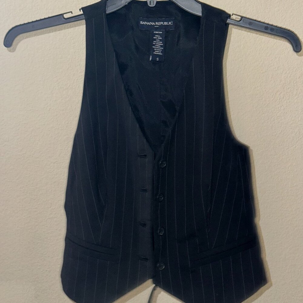 ⚡ Banana Republic Black Pinstripe Vest | Size S